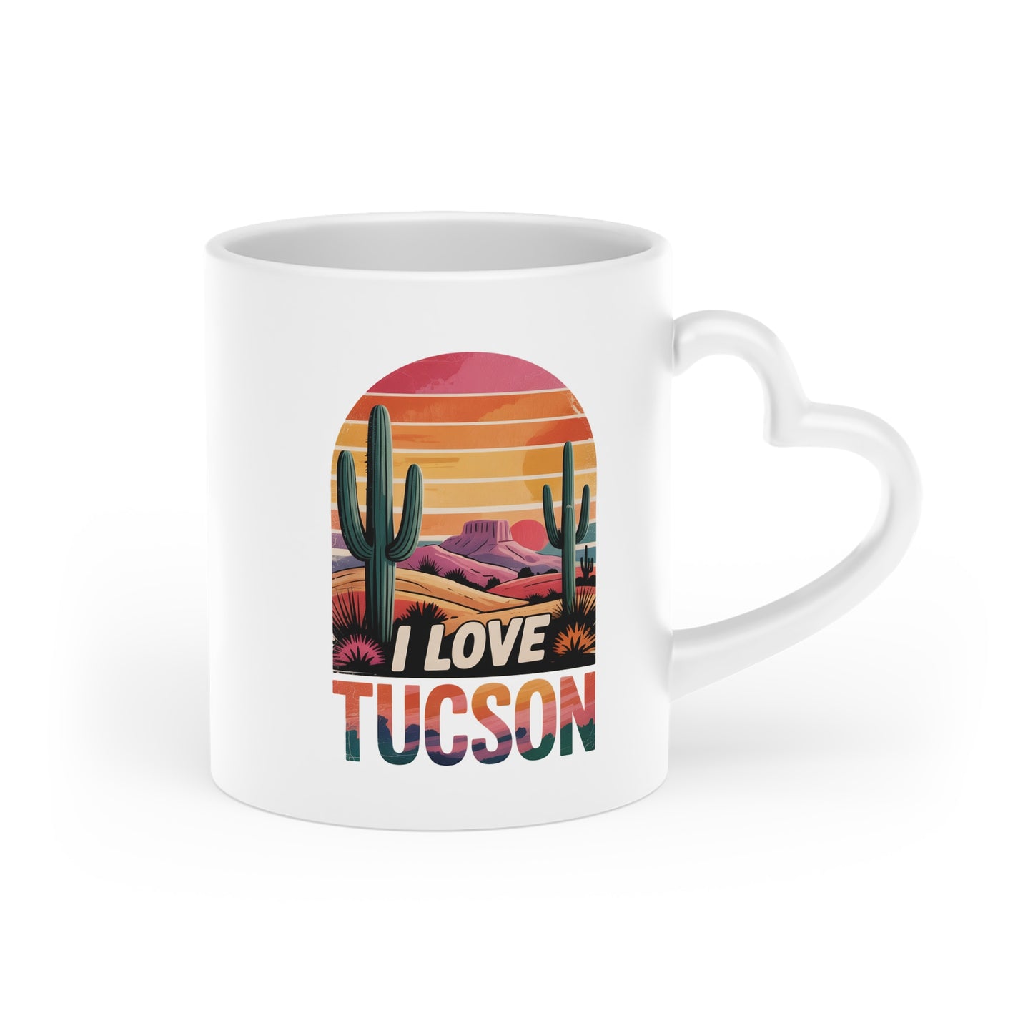 Heart-Shaped Tucson Mug - Perfect for Gift, Home Decor, Coffee Lovers, Valentine's Day, Keep in Touch