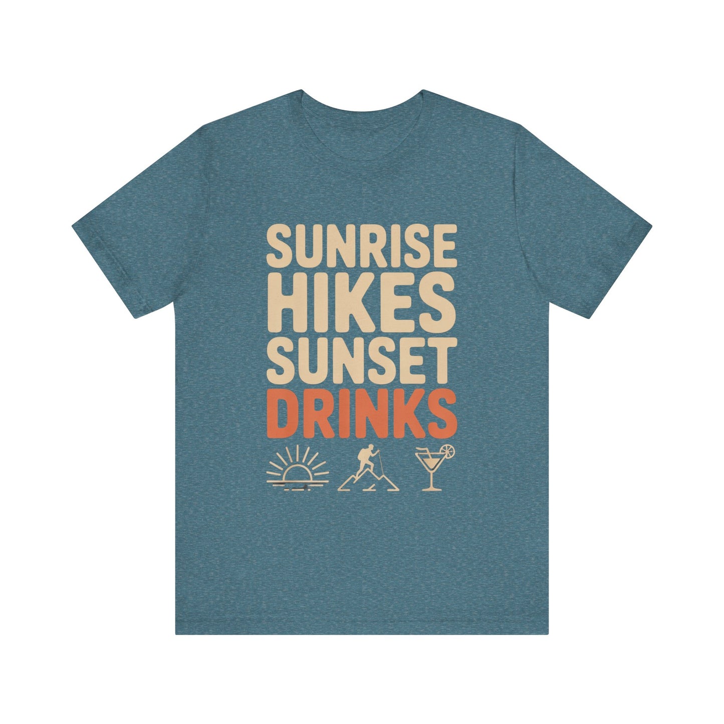 Sunrise Hikes Sunset Drinks Tee - Unisex T-Shirt for Outdoor Lovers, Adventure Awaits, Perfect Gift for Nature Enthusiasts, Casual [...]